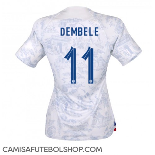 Camisa de time de futebol França Ousmane Dembele #11 Replicas 2º Equipamento Feminina Mundo 2022 Manga Curta